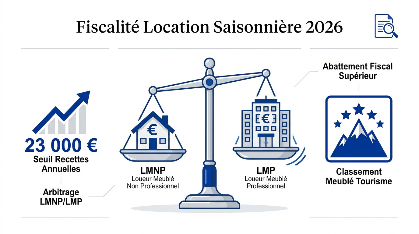 Comparatif fiscalité location saisonnière 2026 entre statuts LMNP et LMP